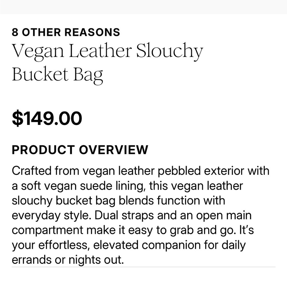 8 Other Reasons Vegan Leather Tote Bucket Bag | Tan - Picture 5 of 6